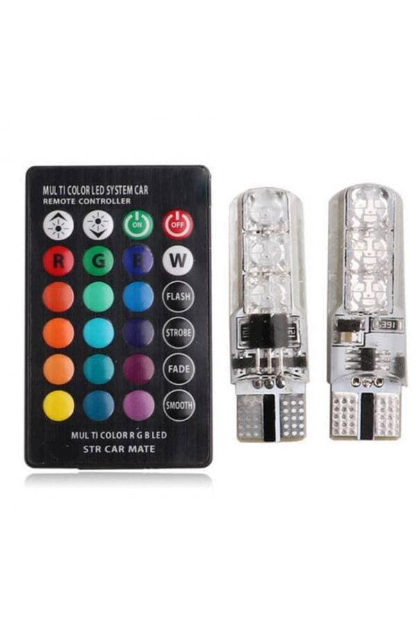 T10 5050 RGB Remote Control Car Led Bulb 6 SMD Multi color W5W 501 Side Light Bulbs Crystal Lamp