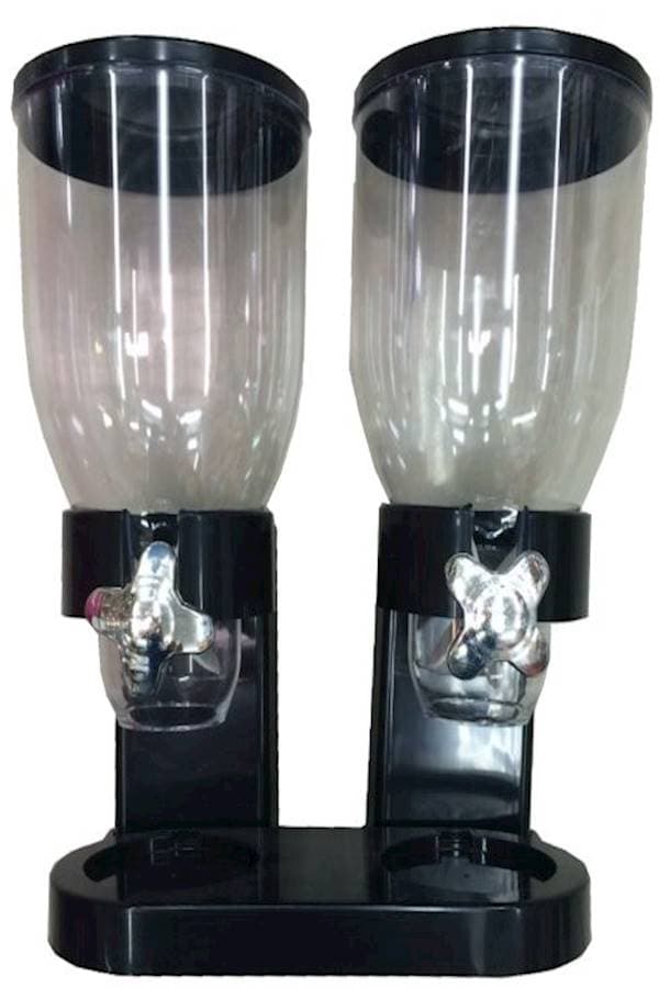 Double Canister Cereal Dispenser, Black