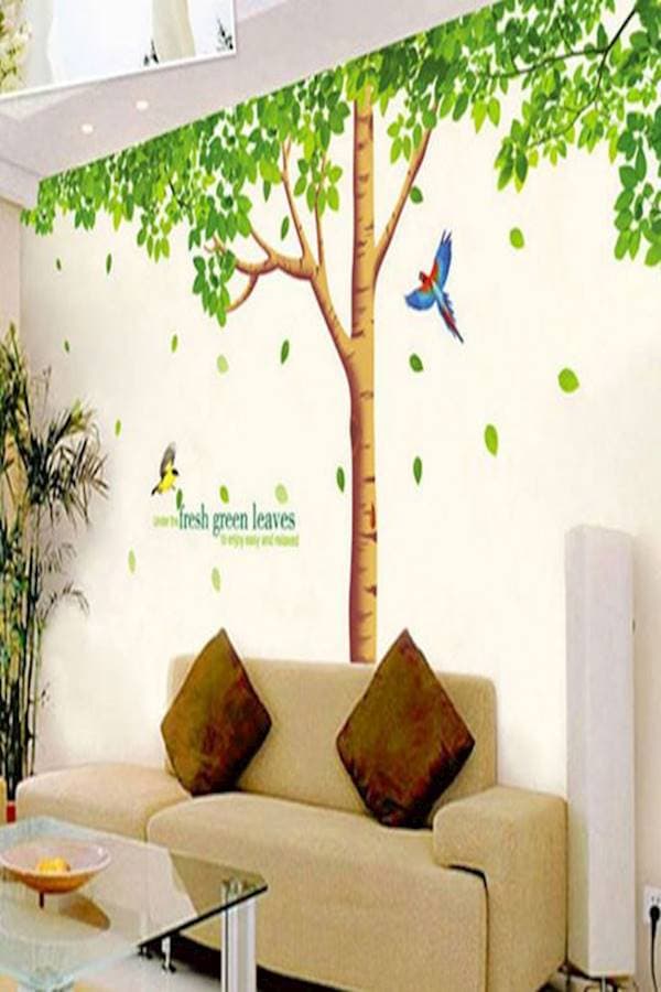 Fresh Green Leaves Theme Wall Sticker
