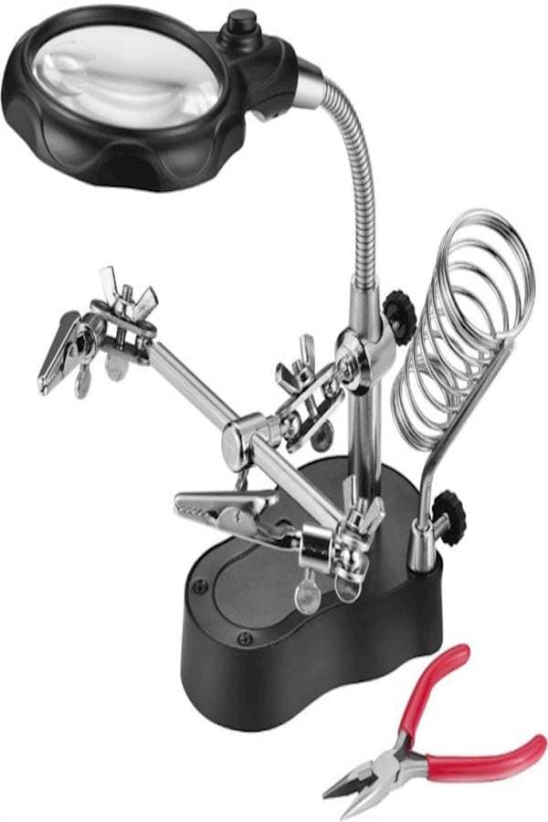 4X Magnifier & Desk Lamp Helping Hand With Magnifying Glass