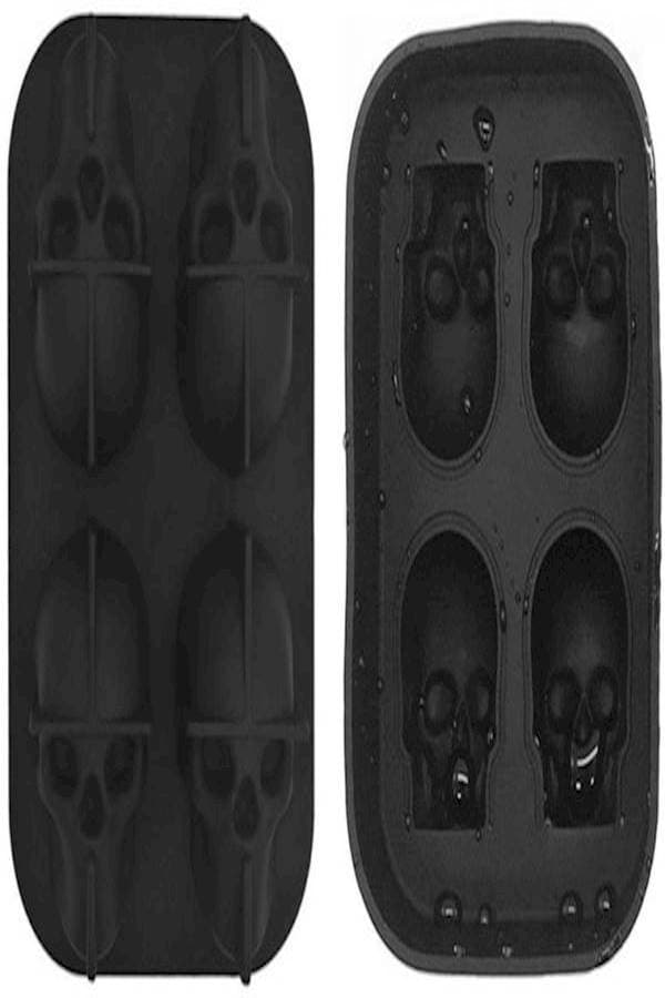 2 Pack 3D Silicone Skull Mold Ice Cube Mold Black