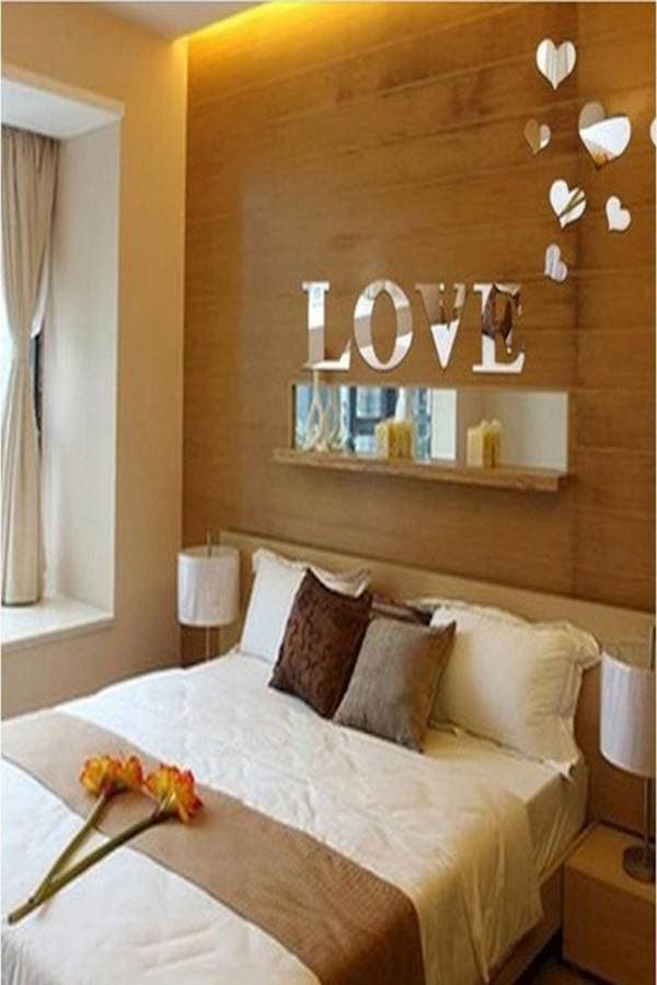 Acrylic Love Home Decoration Love 3D Mirror Wall Sticker Multicolour