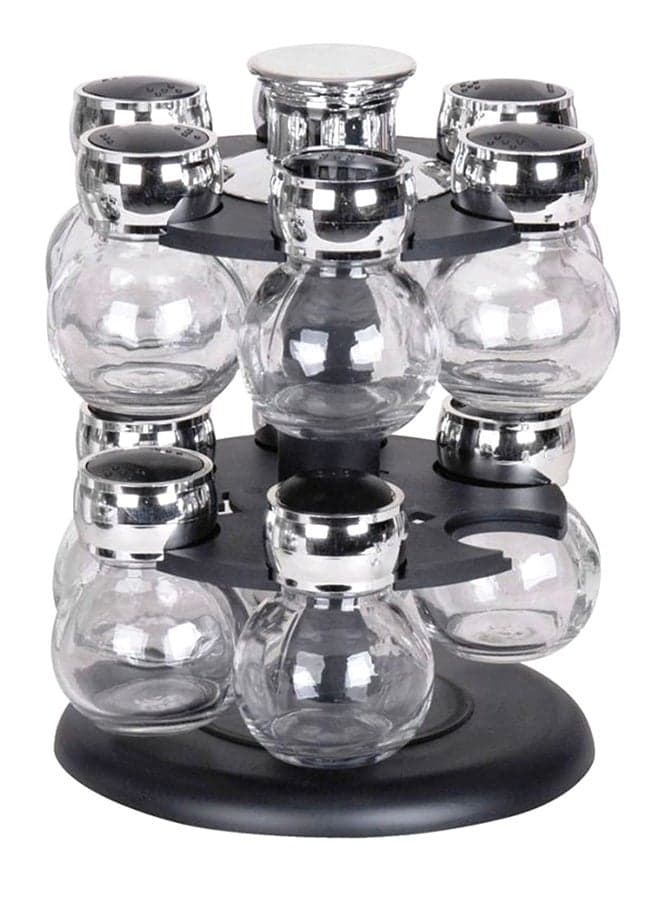 16-Piece Spice Jar Rack Set Black
