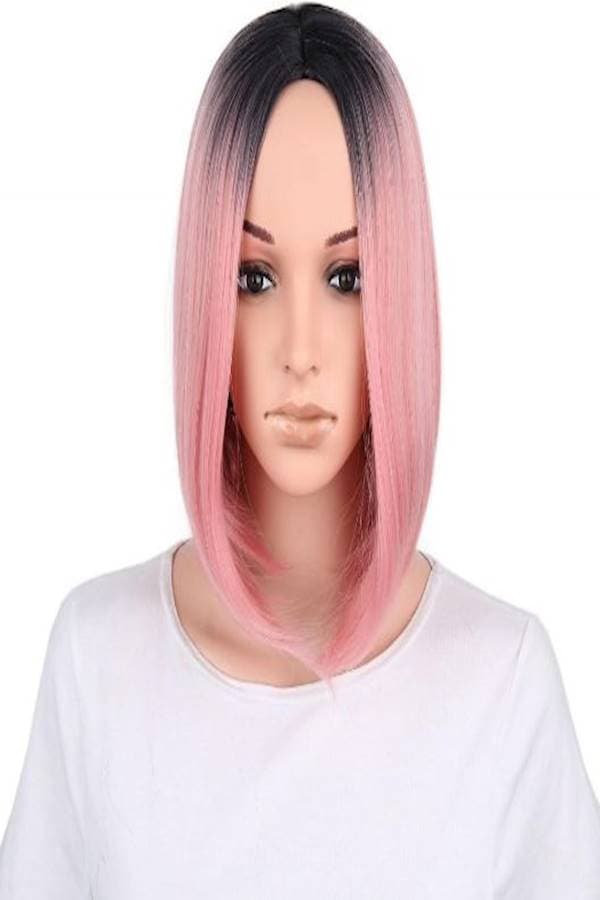 Women Short Straight hair bobo Wig - Color Pink