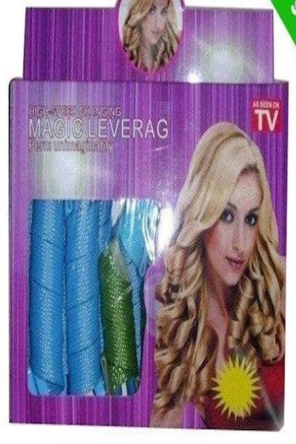 18-Piece Magic Leverage Hair Rolls Pink/Green/Blue