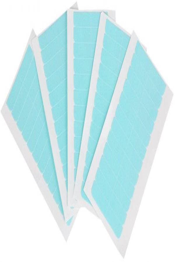 60-Piece Double Side Hair Tape Blue/White 4x8cm