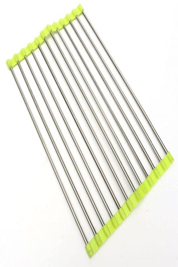 Vegetable Drainer Shelf Roll Up Stainless Steel Sink Dryer Rack Folding Holder Roll Up Kitchen Over Dish Fruit 47x40