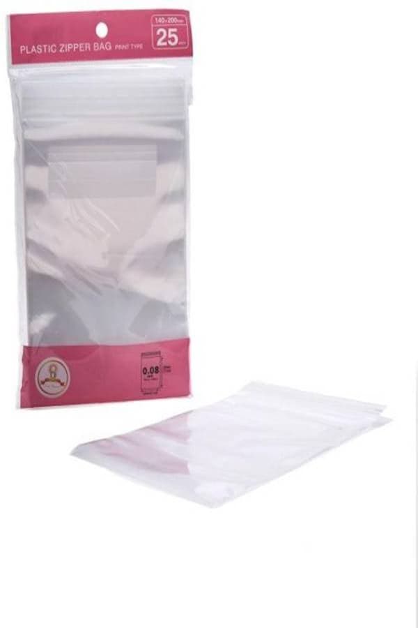 25-Piece Plastic Zipper Bag Transparent Clear