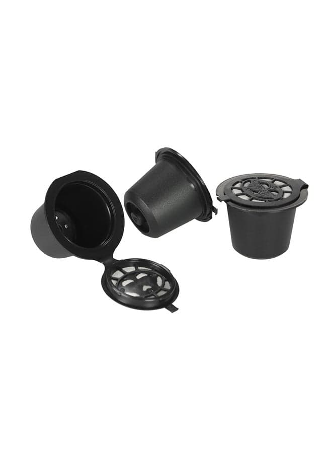 3-Piece Reusable Coffee Pods For Nespreso Machine With Spoon and Brush Black