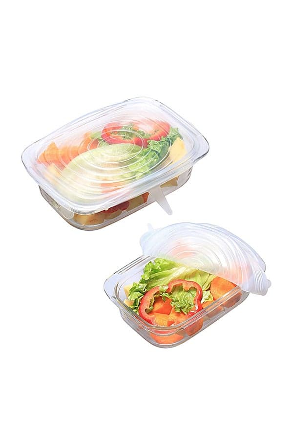 6-Piece Stretch Lid Airtight Food Storage Cover Clear 2.6x3.7x4.5inch