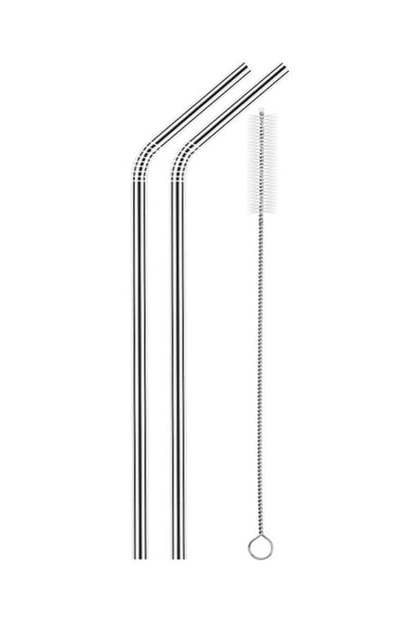2-Piece Straw With Cleaning Brush Silver
