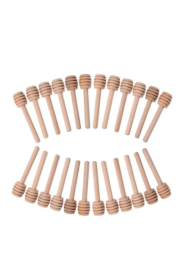 24-Piece Mini Wood Honey Dipper Beige