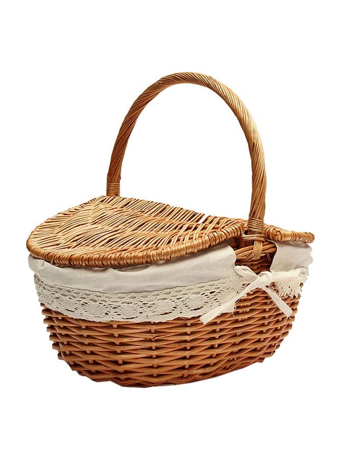 Wicker Basket With Lid Brown