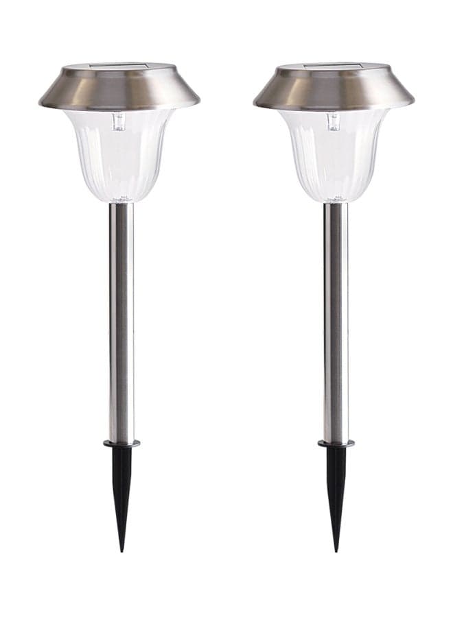 2-Piece LED Solar Garden Light Warm White 11.5x40x11.5centimeter