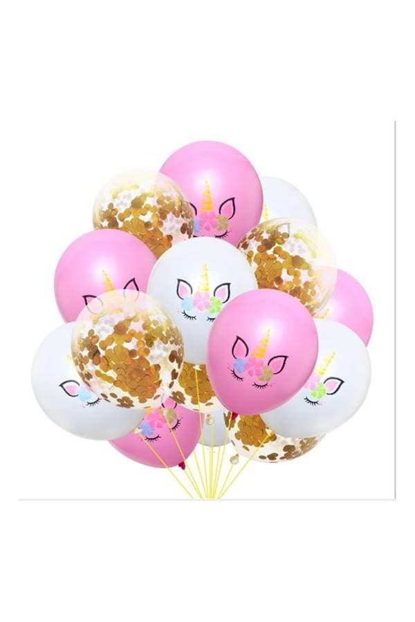 15-Piece Unicorn Sequined Paper Scrap Latex Balloon 12inch