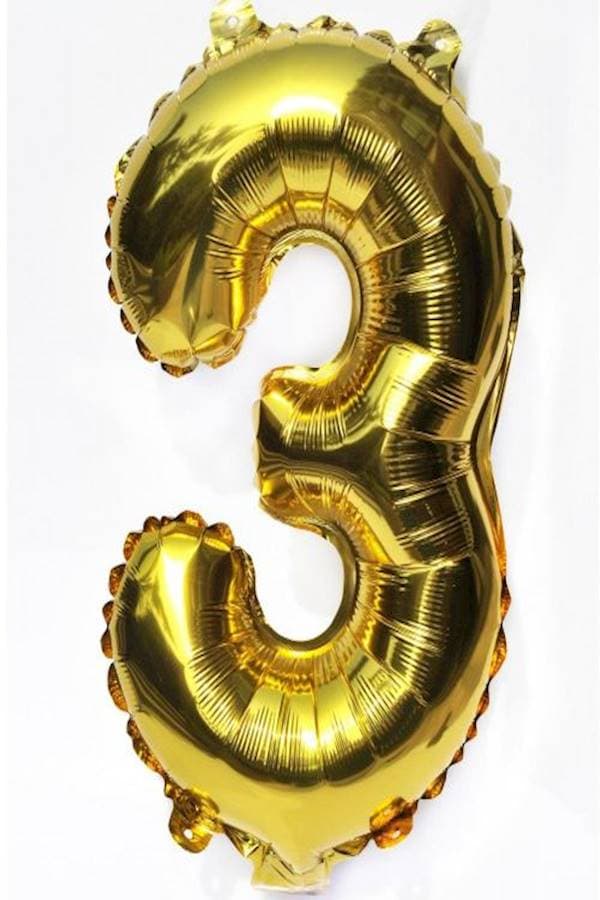 Gold Digit Helium Foil Birthday Party Balloon Number 3 16inch
