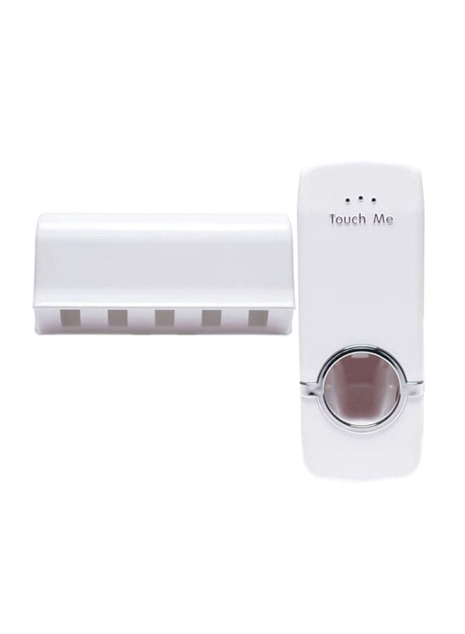 Wall Mount Automatic Toothpaste Dispenser White/Silver/Clear 11x3x5cm
