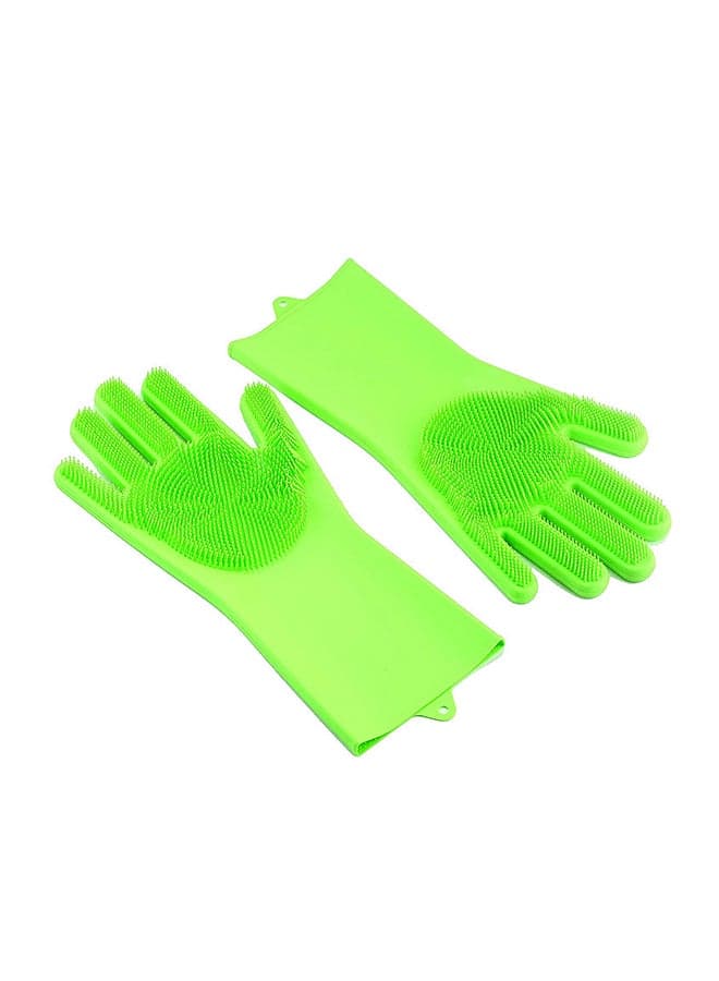 Magic Silicone Gloves With Wash Scrubber Green 170grams