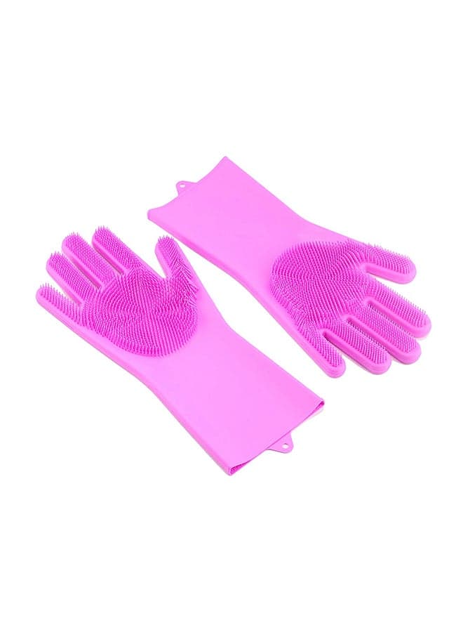 Multi Usable Magic Silicone Gloves With Wash Scrubber Pink 240grams