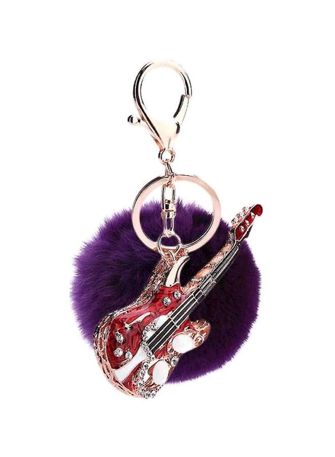 Diamond Mobile Phone Guitar Bag Plush Fur Ball Key Chain