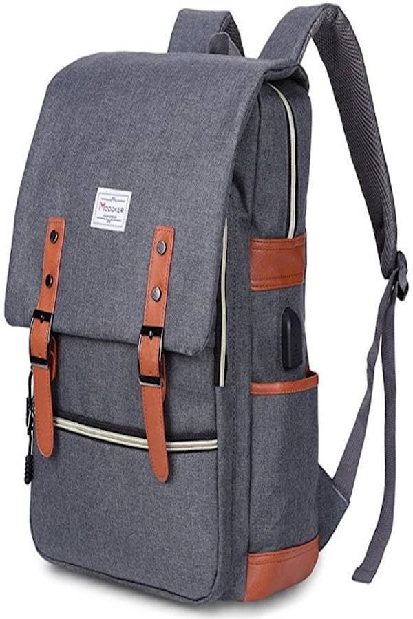 Anti Theft Laptops Backpack With USB Charging Port Grey