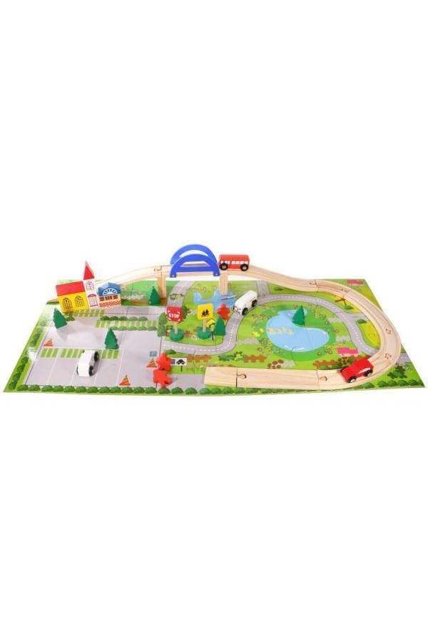 Educational Wooden Rail Overpass - 40 Piece Toy Set