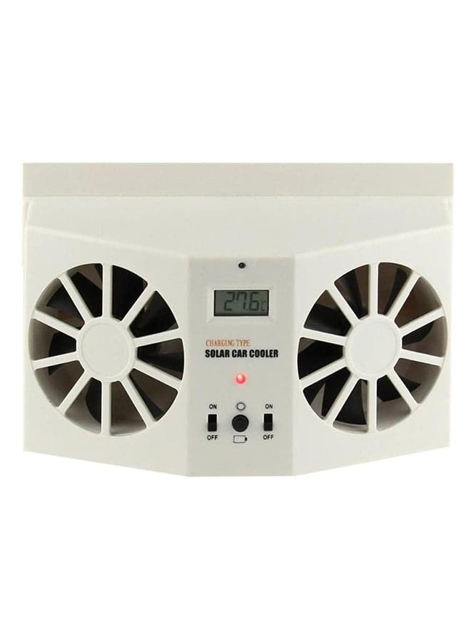 Ivory Solar Powered Car Front And Rear Window Air Vent Cool Cooler Fan White