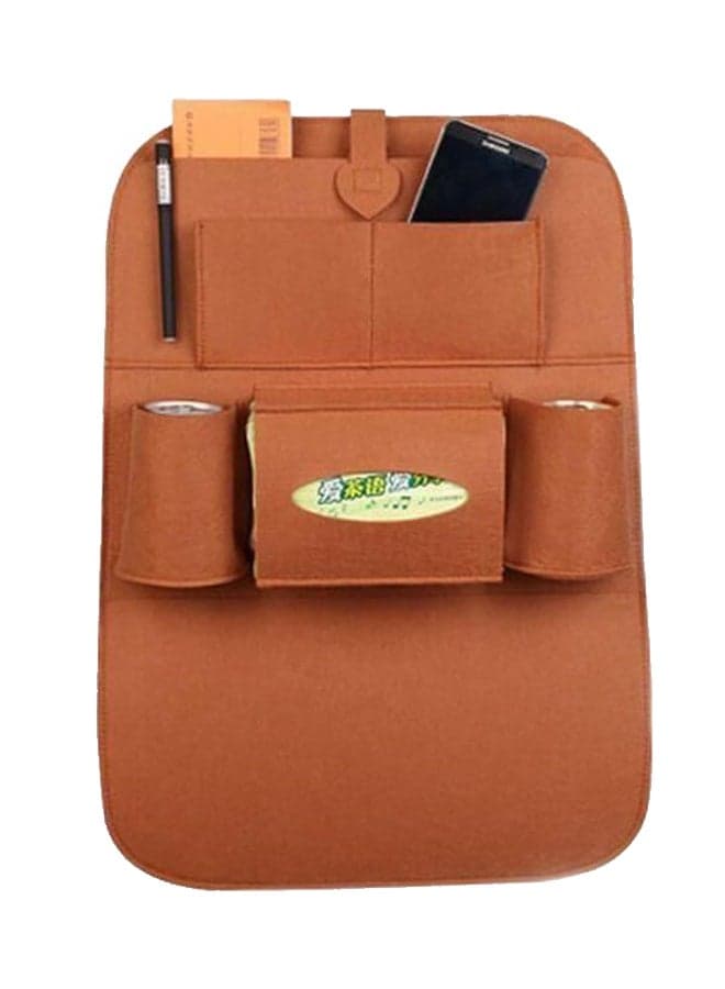 Car Seat Back Multi Pocket Hanging Storage Bag Brown