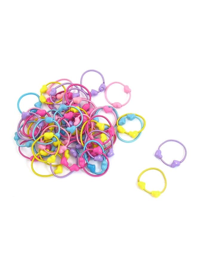 50-Piece Hearts Shape Elastic Band Multicolour 0.04kg