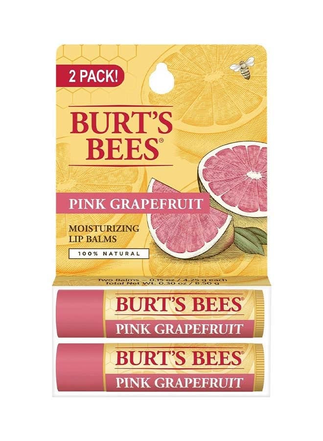 2-Piece Pink Grapefruit Moisturizing Lip Balm Set White