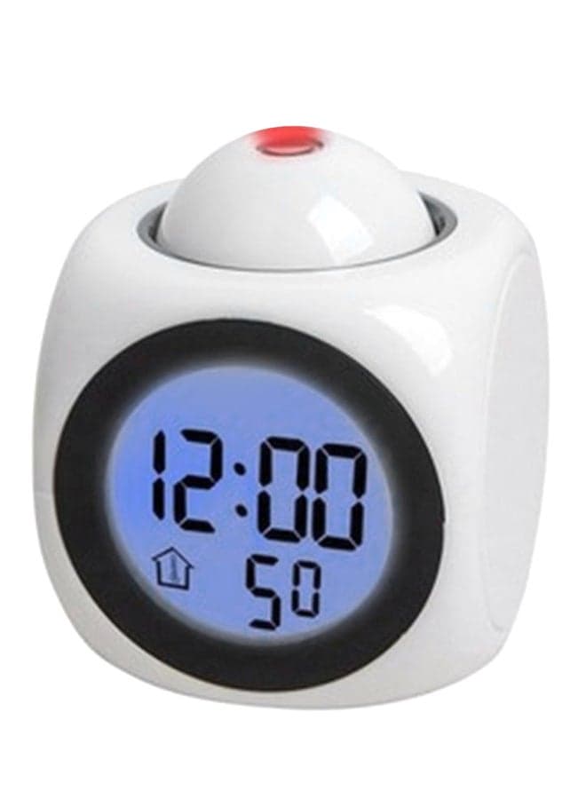 Multi-Function Projection Clock LED Voice Digital Time Temperature Display White/Black