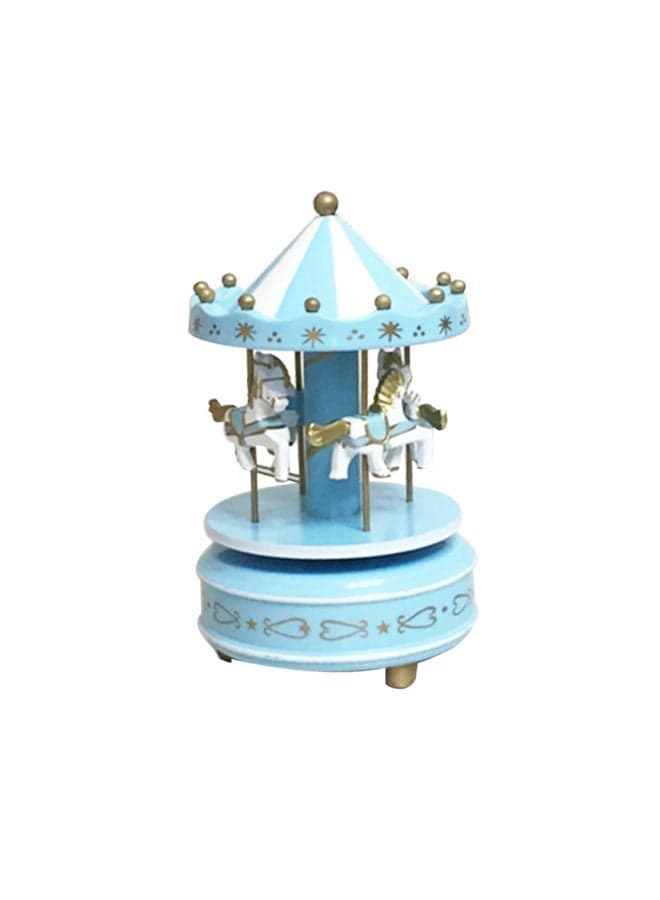 Merry-Go-Round Carousel Music Box Blue 19x12cm