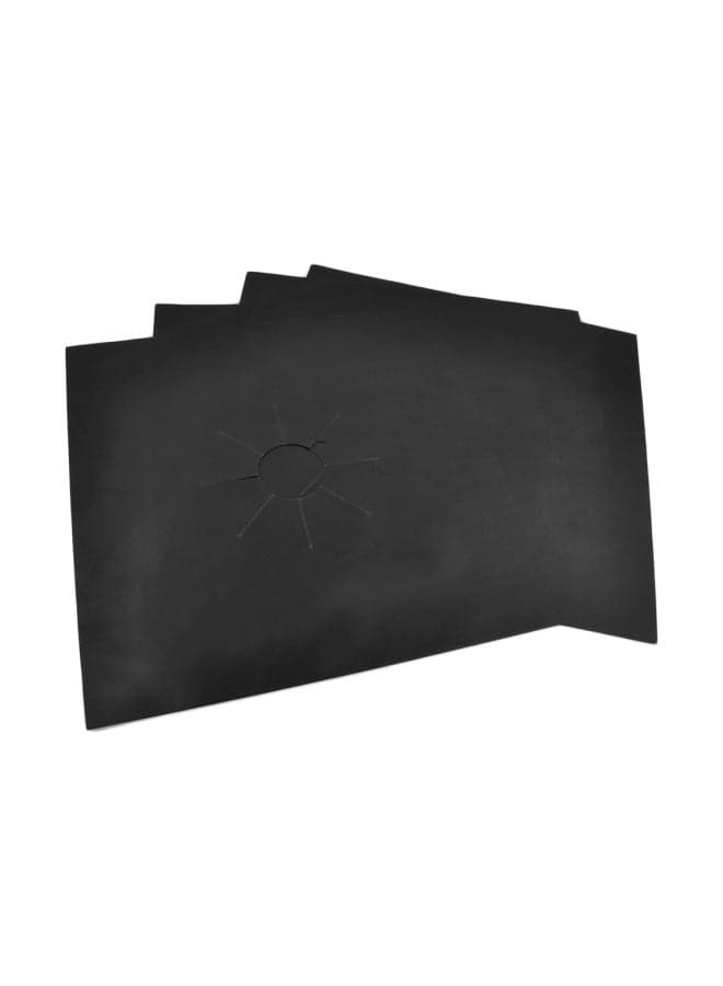 4-Piece Gas Stove Protector Black 27x27x0.3centimeter