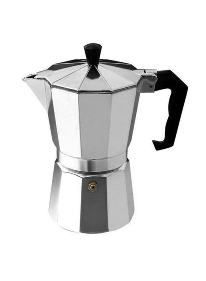8-Angle Continental Moka Percolator Pot Silver/Black 9.2x9.2x19.5cm