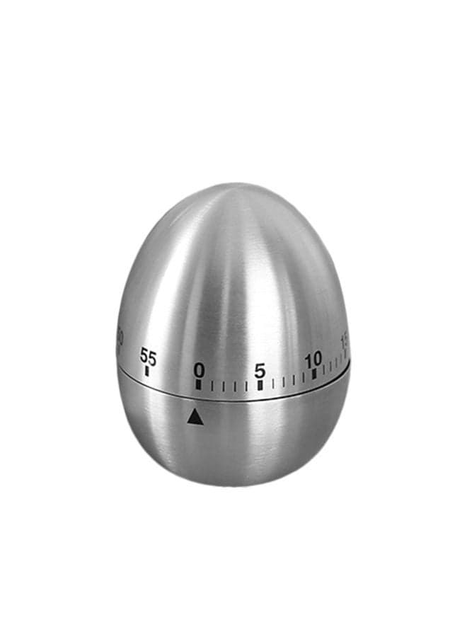 Egg Shaped Kitchen Cooking Timer Silver 6x6x7.5cm