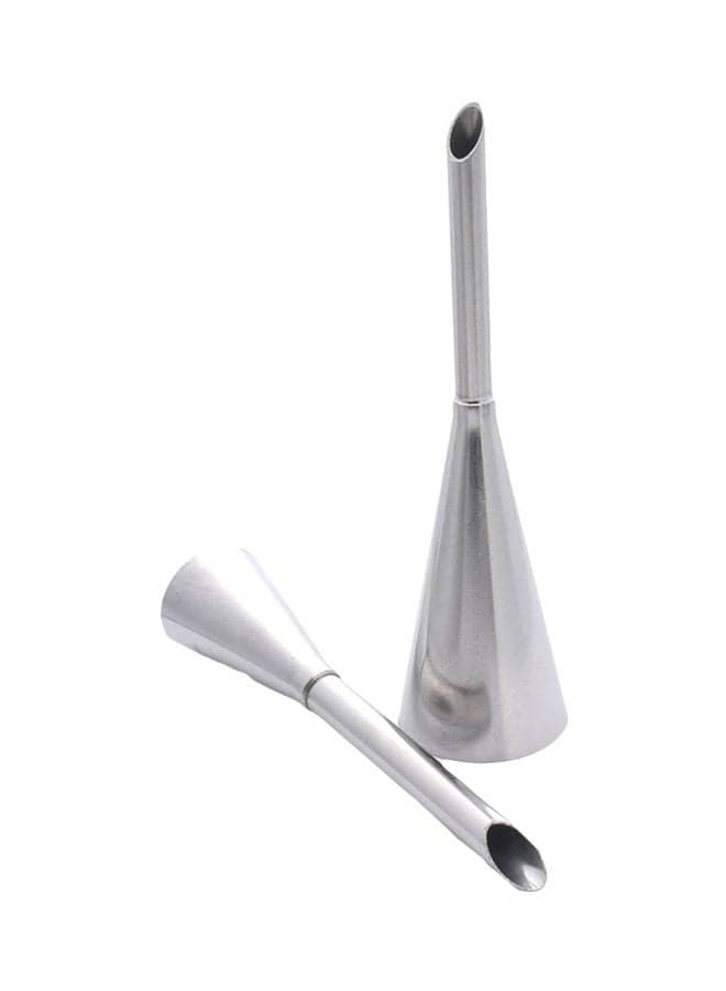 2-Piece Cream Icing Piping Nozzle Tip Silver 80x15x15mm
