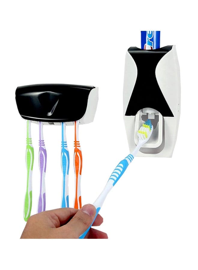 Automatic Toothpaste Dispenser With Toothbrush Holder black/white 8inch