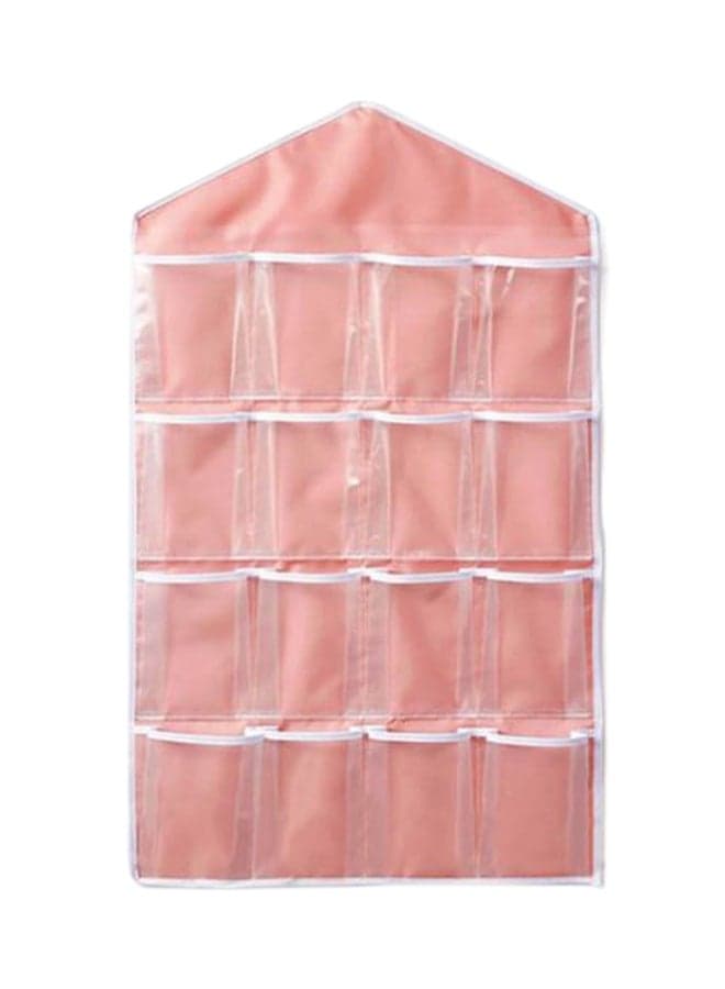 16 Pockets Door Hanging Closet Organizer Pink 700x400x20mm