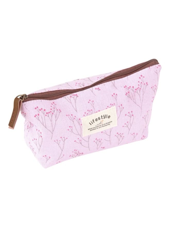 Flower Printed Cosmetic Storage Box Pink