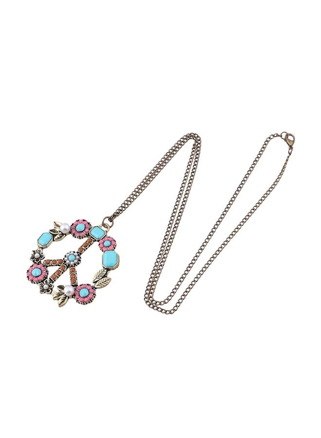 Peace Sign Pendant Long Necklace