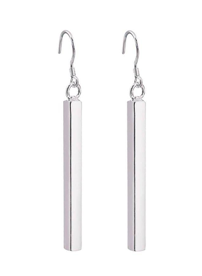 Silver Plated Bar Stick Dangle Drop Earrings
