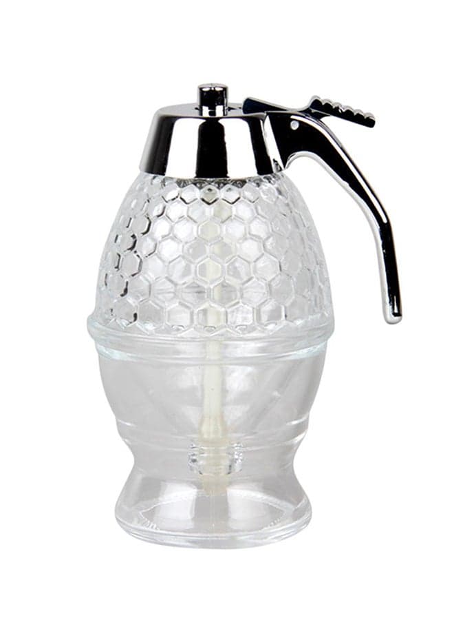 Portable Honey/Syrup Dispenser Jar With Stand Silver/Clear