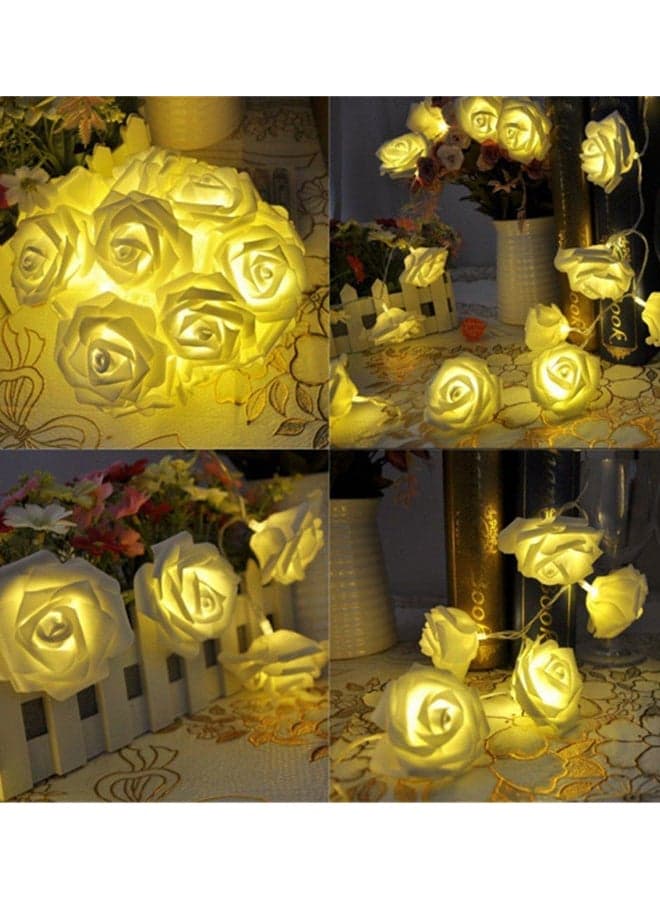 20-Piece LED Rose String Light With Clear Cable And Battery Box White 3meter