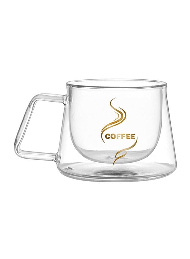 Double Layer Coffee Mug With Heat Handle Insulation Drinking Cup Transparent 9.4x7.2x7cm