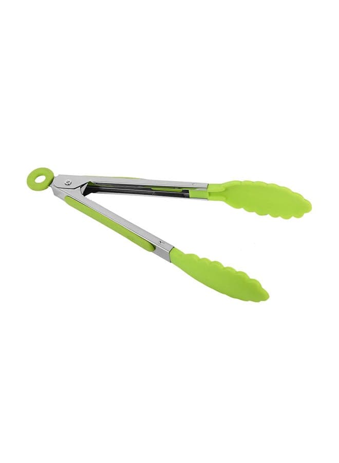BBQ Cooking Tong Green/Silver 20 x 2.5centimeter