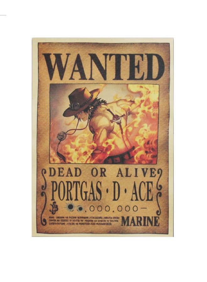 Anime Printed Poster Beige/Ornage/Brown 51x36cm