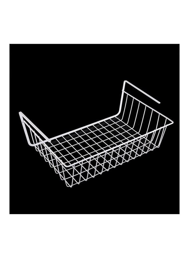 Under Shelf Storage Basket With Rack White/Silver 29 x 10 x 14.5cm