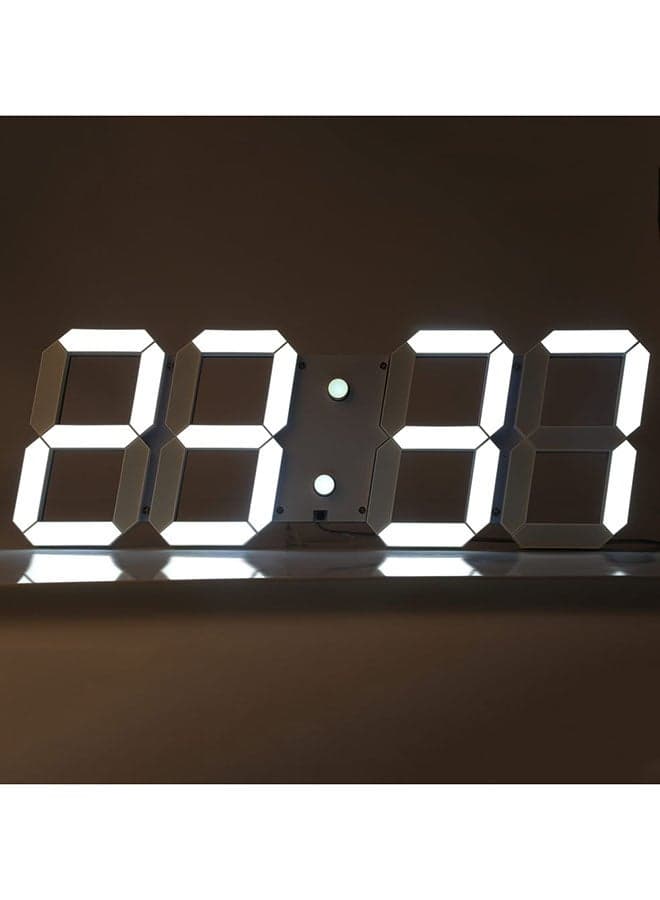 Remote Control Digital LED Wall Clock White 42x15cm