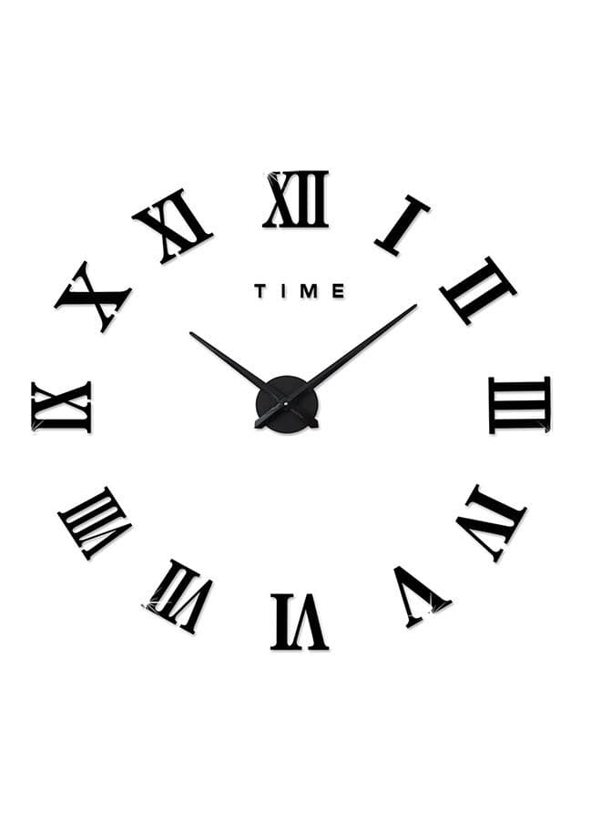 3D Mirror Effect Sticker DIY  Roman Numeral Scales Wall Clock Black 35x35cm