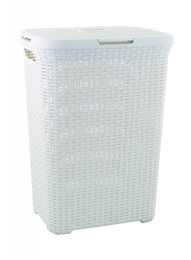 Rattan Laundry Bask White 60Liters